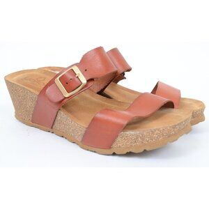 Yokono Women's Size 9.5 Leather Cork Wedge Sandals Buckle‎ Made in Spain